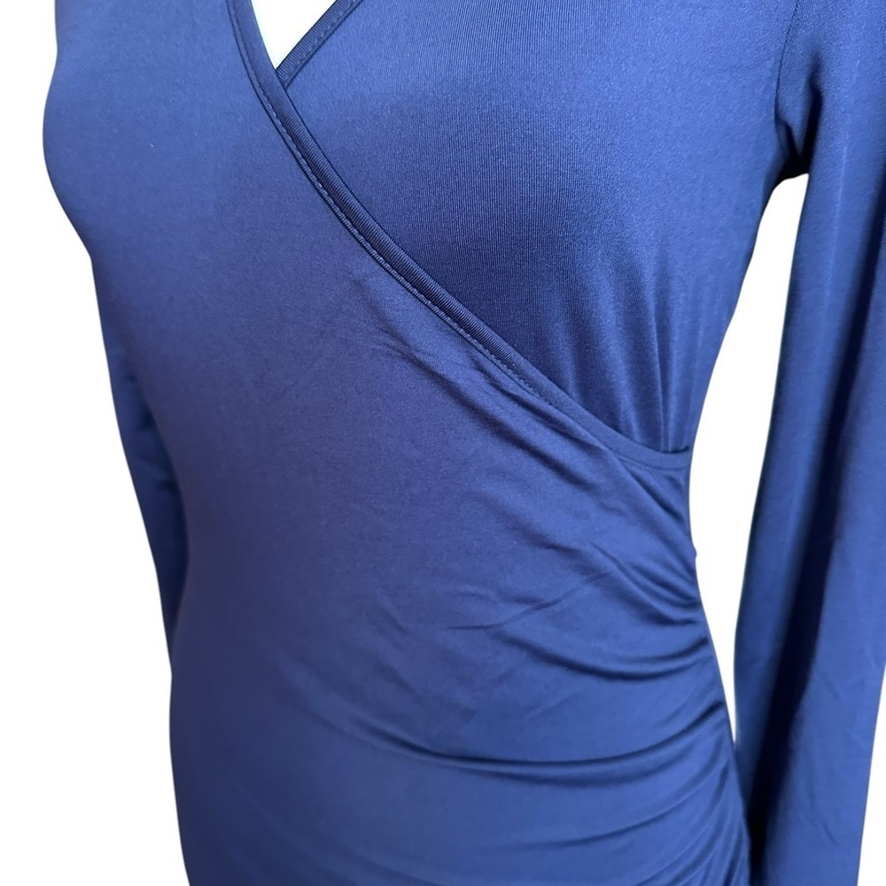 Ouges Navy Blue V-neck Ruched Long Sleeve Bodycon… - image 12